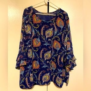 Valerie Stevens blouse, paisley design size 3X